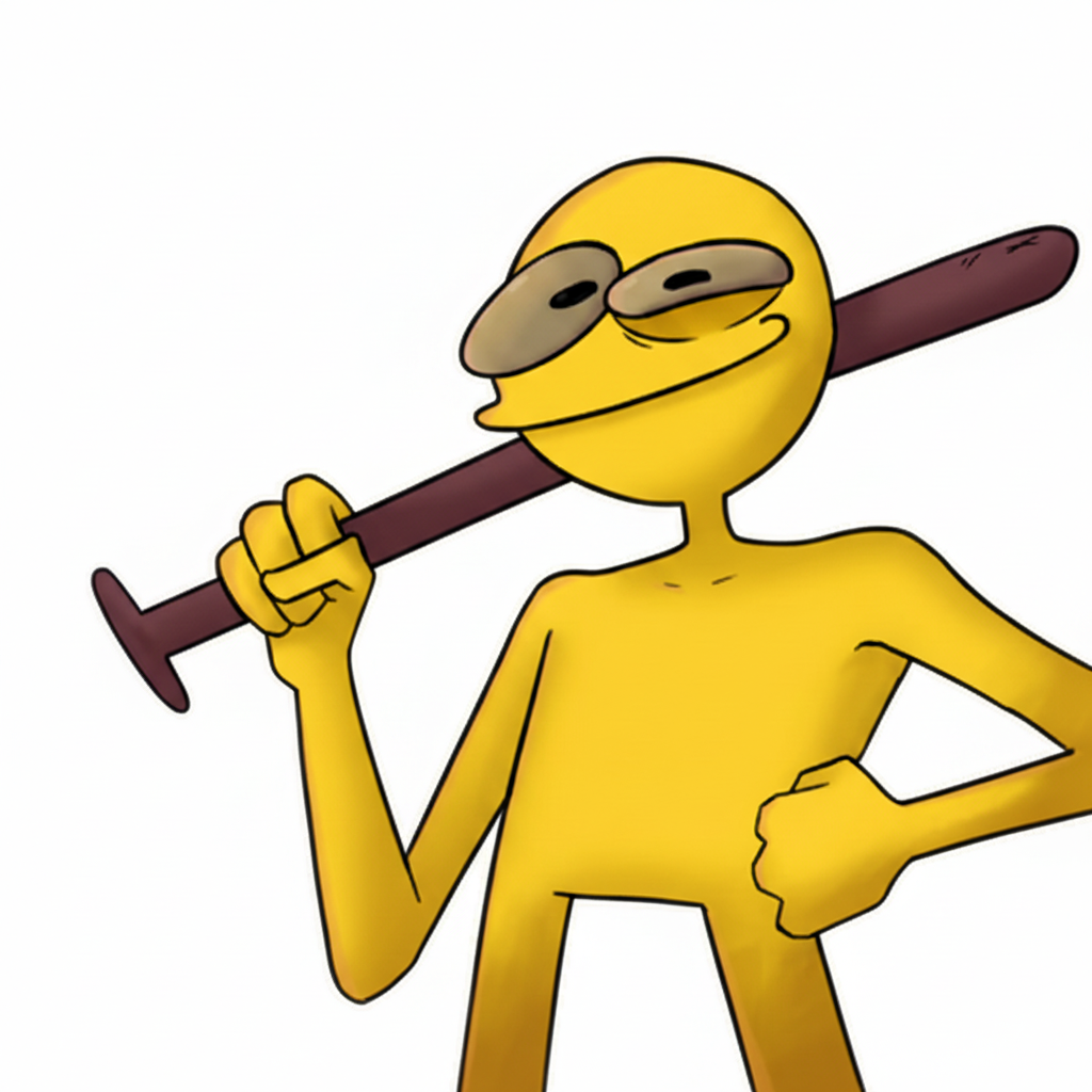 Yellow character dabbing with plunger