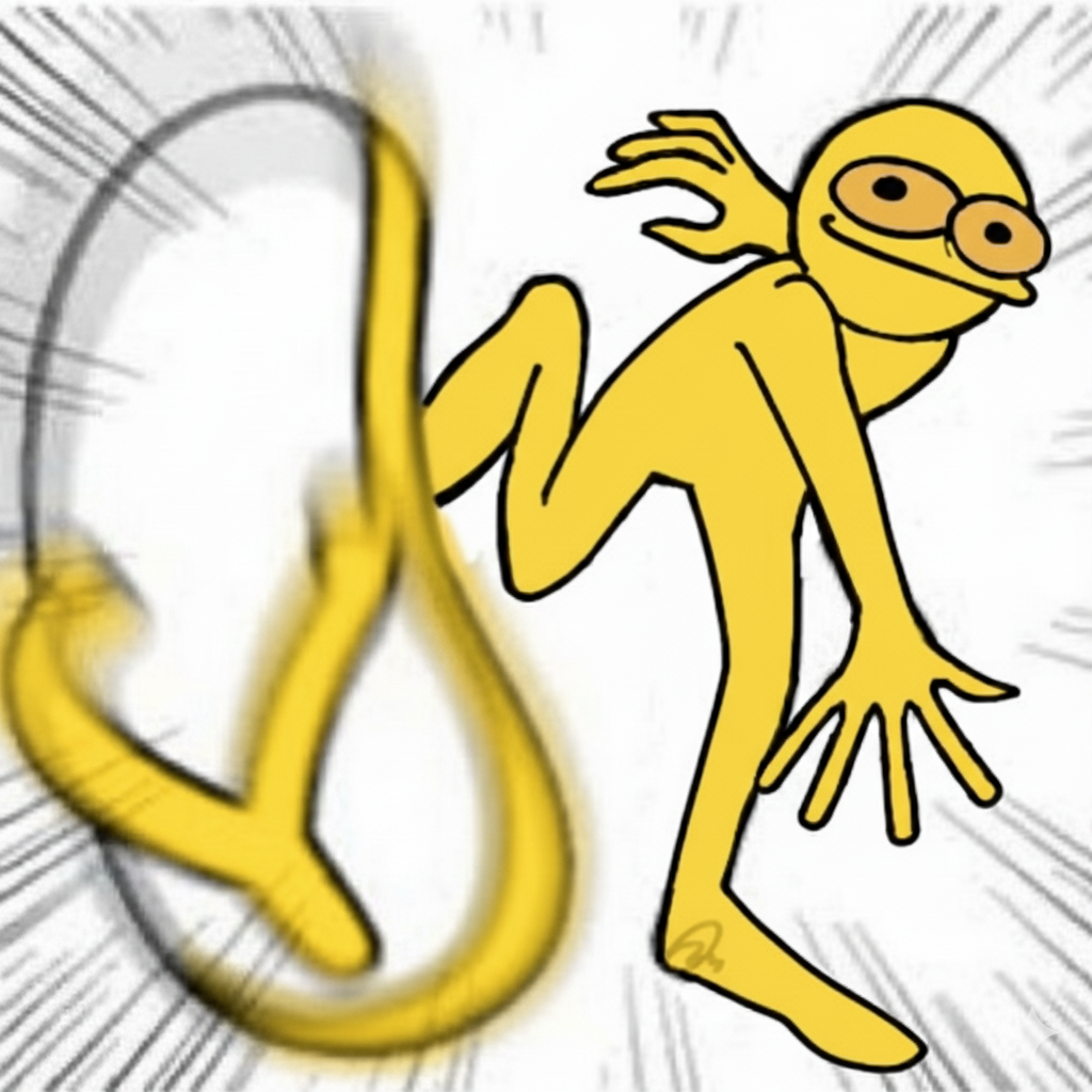 Yellow character dodging dollar sign in action scene