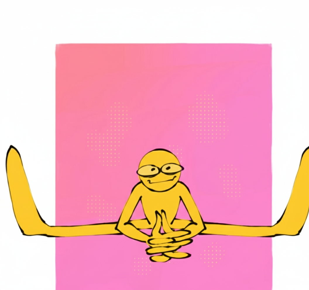 Yellow character doing splits with long legs